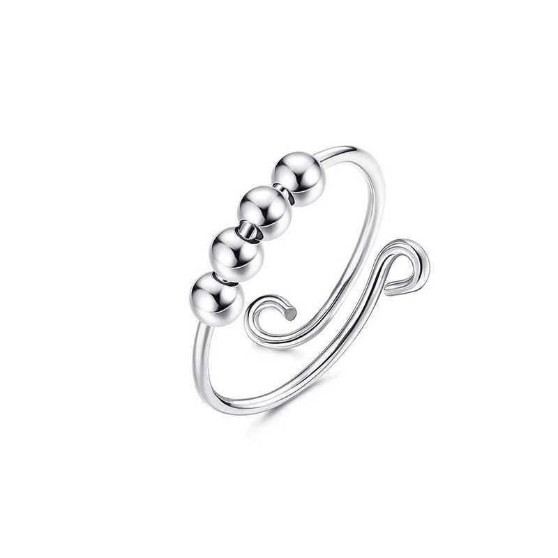 Band Rings New Minimalist Anxiety Ring for Women Fidget Rings Men Anti-stress Rotate Spinner Meditation Beads Ring Jewlery Gift Copper G230213