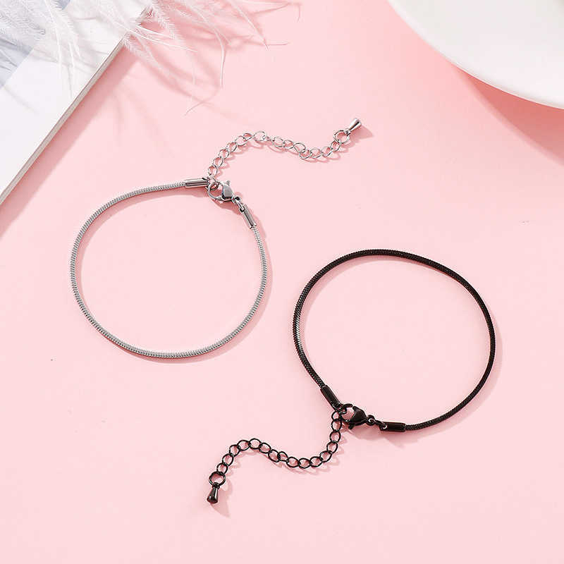 Link Chain Fashion Women Cable Stainless Steel Silver Color Chain Gold Color Bead Bracelets Jewelry A Gift G230222