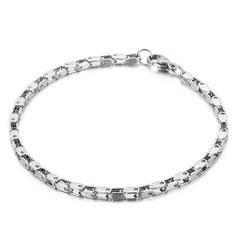Link Chain Fashion Women Cable Stainless Steel Silver Color Chain Gold Color Bead Bracelets Jewelry A Gift G230222