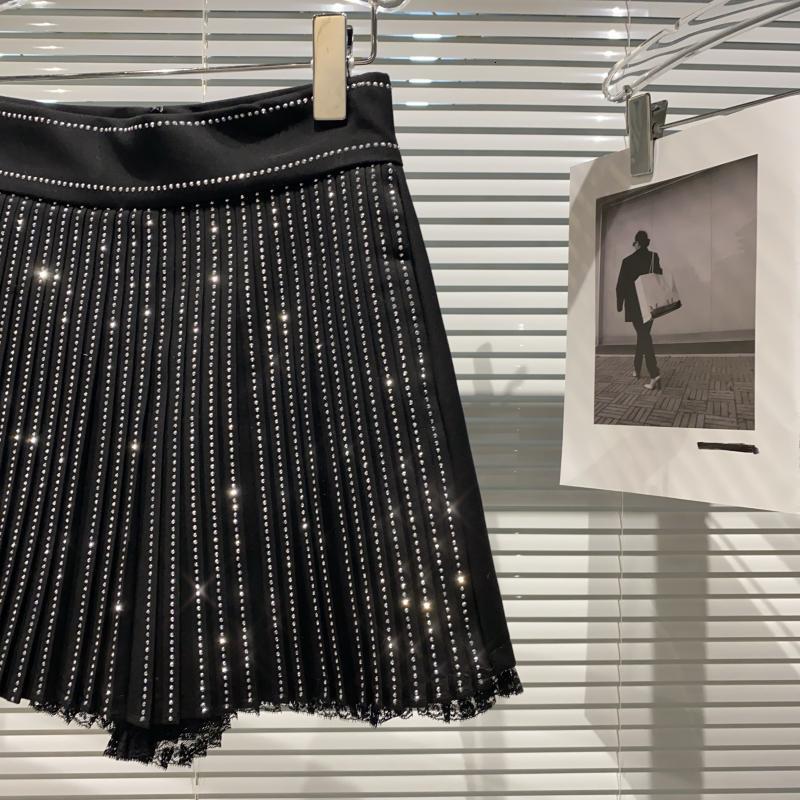 Women's Shorts high waist lace patchwork shinny bling pleated shorts plus size SML 230222