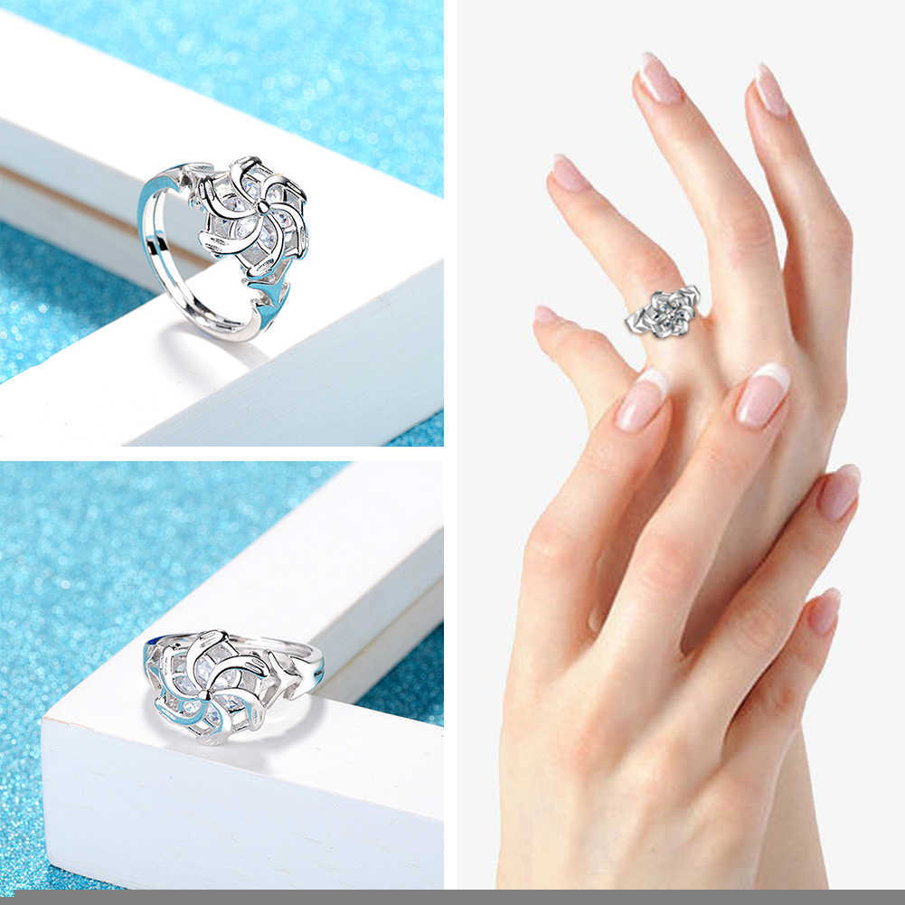 Band Rings 2022 Fashion Silver Color Wedding Ring For Women Men The Galadriel Nenya Windmill Shape Jewelry Christmas Friends Gift Rings G230213