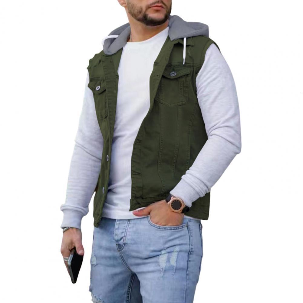 Men's Vests Cargo Autumn Winter Men Waistcoat Denim Patchwork Streetwear Relaxed Fit Splicing 230223