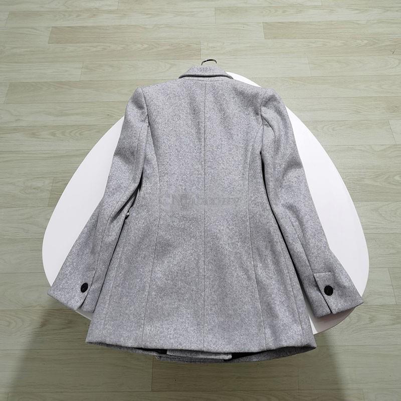 Women's Suits Blazers CNlalaxury Autumn Winter Woman Grey Double-breasted Blazer Long Sleeve Casual Woolen Suit Jacket Commute Solid Color Outerw