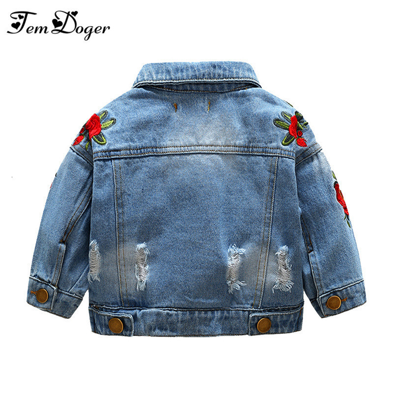 Hoodies Sweatshirts Spring and Autumn Baby Girls Denim Jackets Coats Flower Embroidery Fashion Children Outwear Coat Kids Casual Jacket 230222