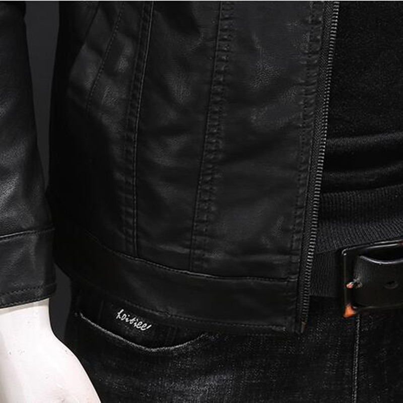 Mens Jackets motorcycle leather jacket large size pocket black zipper lapel slim fit Male spring and autumn high quality PU Coat M5XL 230222