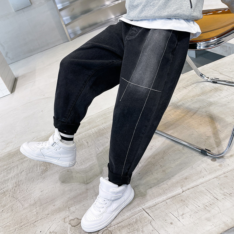 Jeans 5-14 Years Boys Denim Pants Korean Style Fashion Spring Autumn Cotton Loose Pants Teenage Kids Children's Leisure Sport Trousers 230223