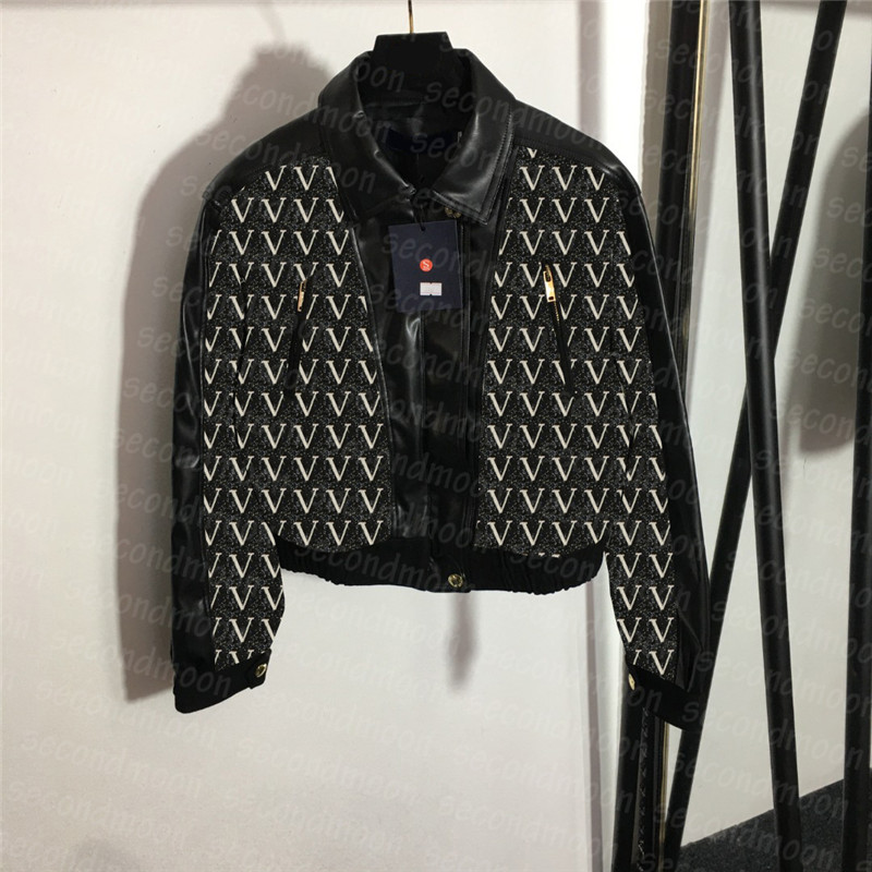 Letter Jacquard Leather Jackets Women Designer Fashion Jacket Long Sleeve Short Coat Autumn Winter Outerwear, Black
Letter Jacquard Leather Jackets Women Designer Fashion Jacket Long Sleeve Short Coat Autumn Winter Outerwear, Black