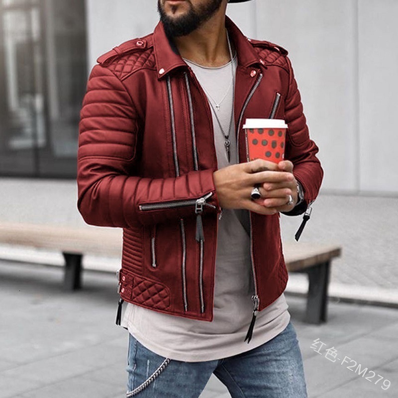 Mens Jackets Autumn Winter Route Padded Lapel Cotton Clothing Zipper Color Leather Coat Jacket Fashion Casual 230222