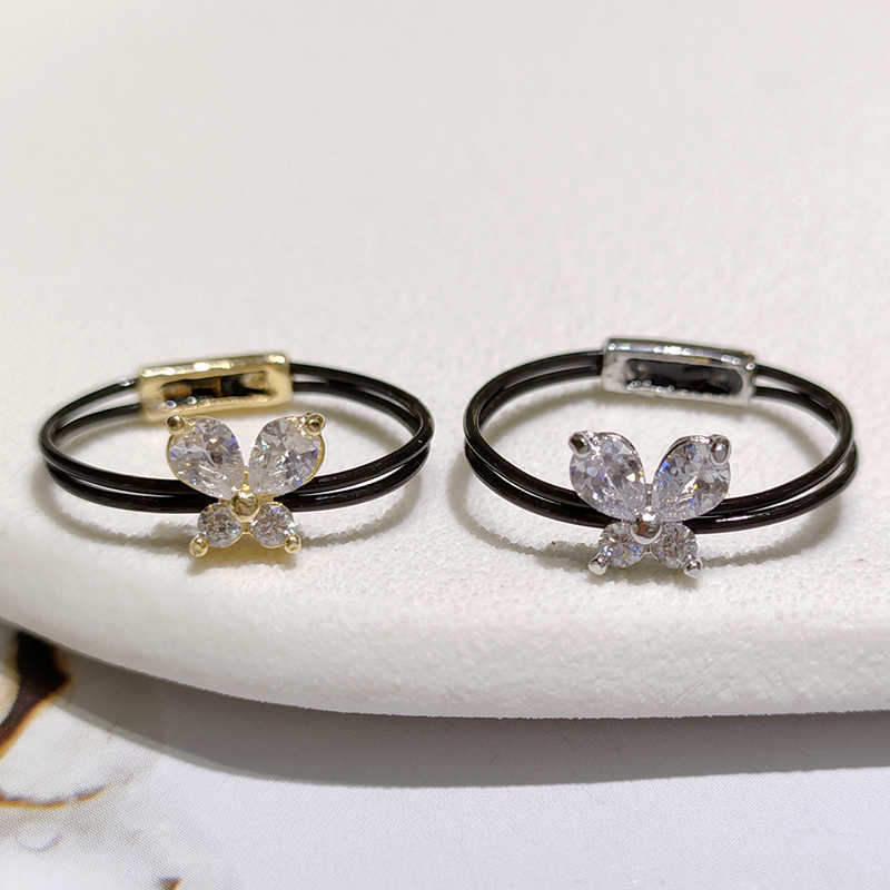 Band Rings New Sweet Trendy Women's Ring Fashion Invisible Transparent Line Brass Ring Pretty Butterfly Zircon Jewelry Accessory Girl Gift G23021