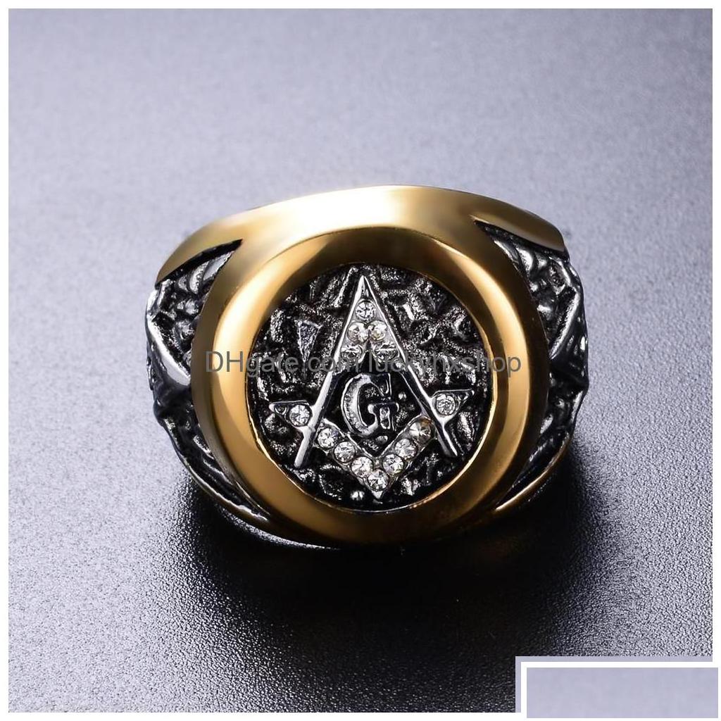 Band Rings Eejart Stainless Steel Masonic Ring For Men Mason Symbol G Templar Masonry Drop Delivery Jewelry Dhxfa Del Dhdem