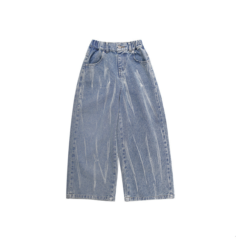 Jeans Children's pants spring tie-dyed denim wide leg pants cool trouser 3-29 230223