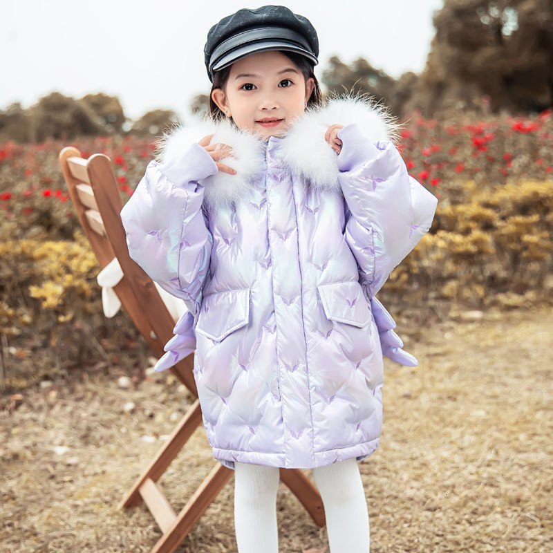 Jackets Winter Girls Coats Fashion Shiny Wing Outerwear Teens Thicken Warm Down Kids Clothes For 3-10 Year Long Parkas 230222