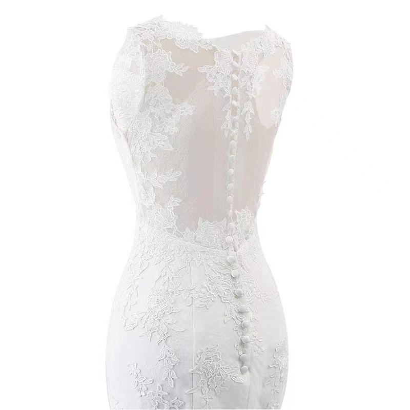 White Lace Appliques Champagne Wedding Dresses Open Back 3D Wers Sexy Bridal Gowns New Arrival Mermaid Dress 403 6660311