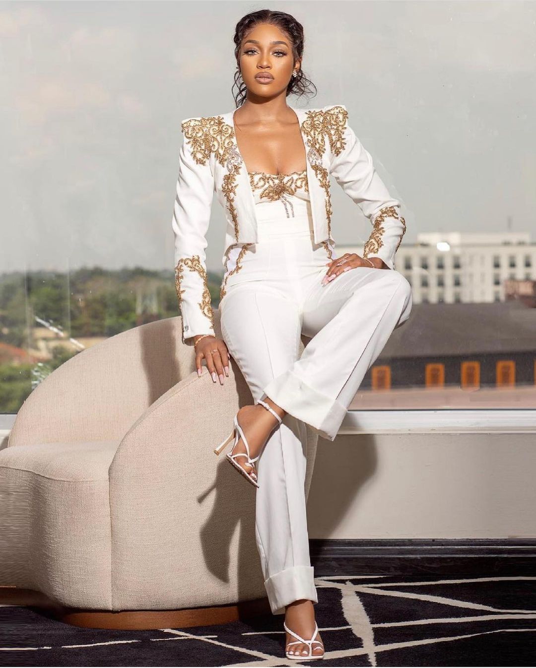 Jumpsuit Black Girls Prom Dress 2023 White With Jacket Long Sleeve Satin Beaded Aso Ebi Evening Dresses Outfit Pant Formal Dress Occasion Custom Robes