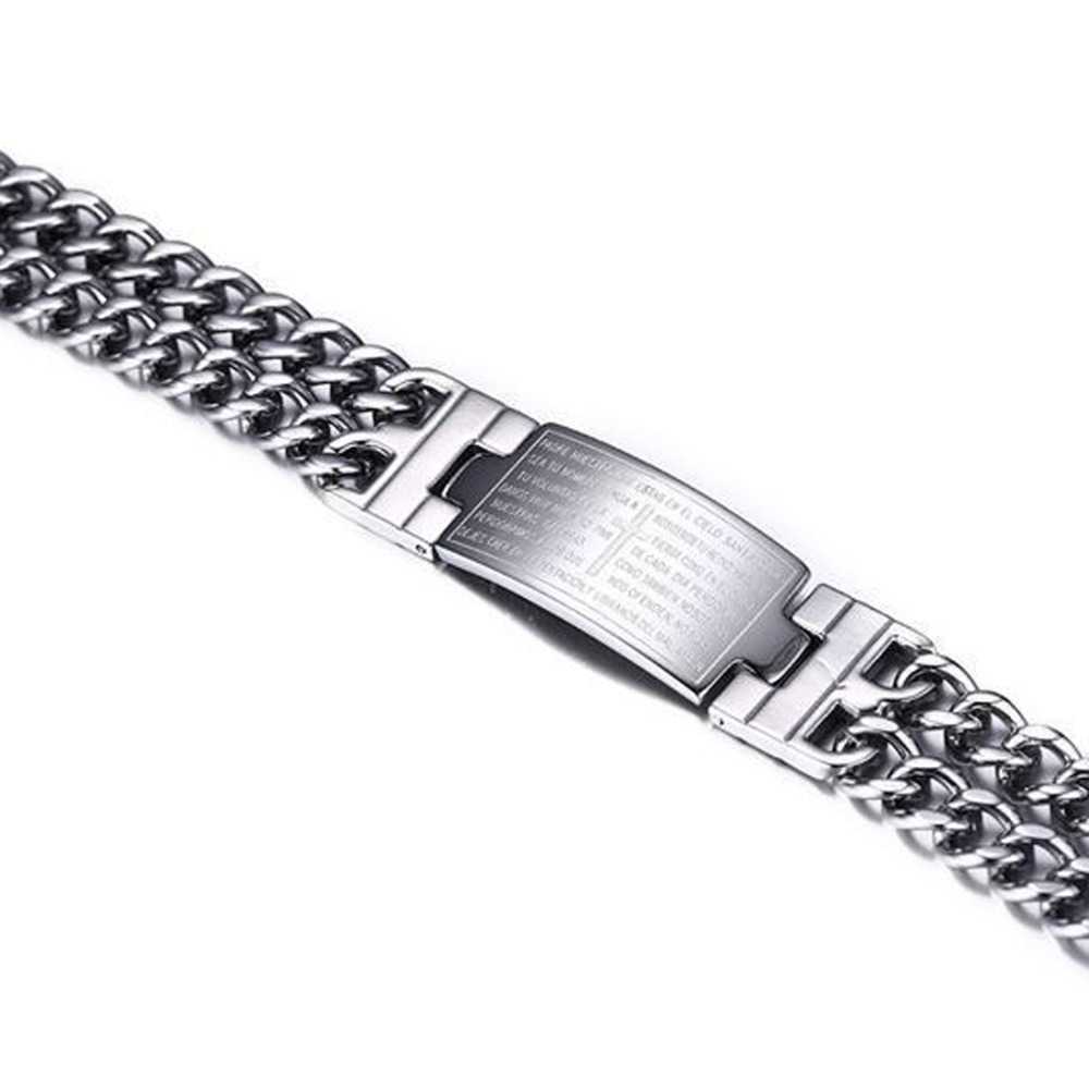 Link Chain Fashion Men's 316L Stainless Steel Bracelet Gold Men's Scripture Cross Metal Bracelet Bangle Bracelet Jewelry G230222