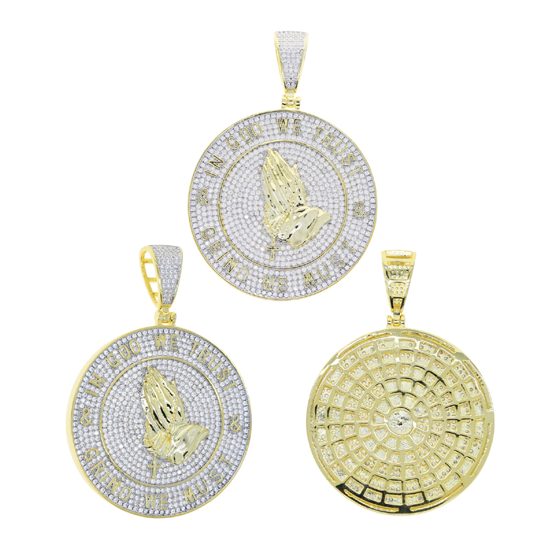 Iced-Out In God We Trust Gold-Plated Pendant with Rope Chain for Men - 2024 Collection dh5727163