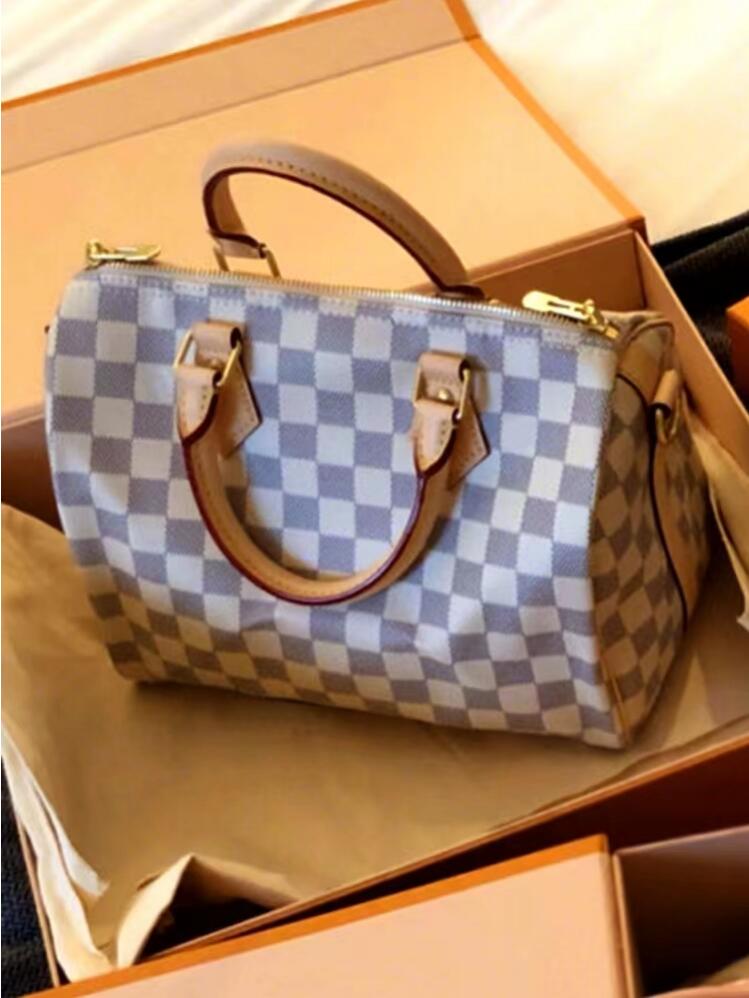 High quality Pillow bag oxidize cowhide speedy 30cm Hot Sell Fashion bag women bag Shoulder Bags Lady Totes handbags bags 3 colors wallet purse, White grid
High quality Pillow bag oxidize cowhide speedy 30cm Hot Sell Fashion bag women bag Shoulder Bags Lady Totes handbags bags 3 colors wallet purse, White grid