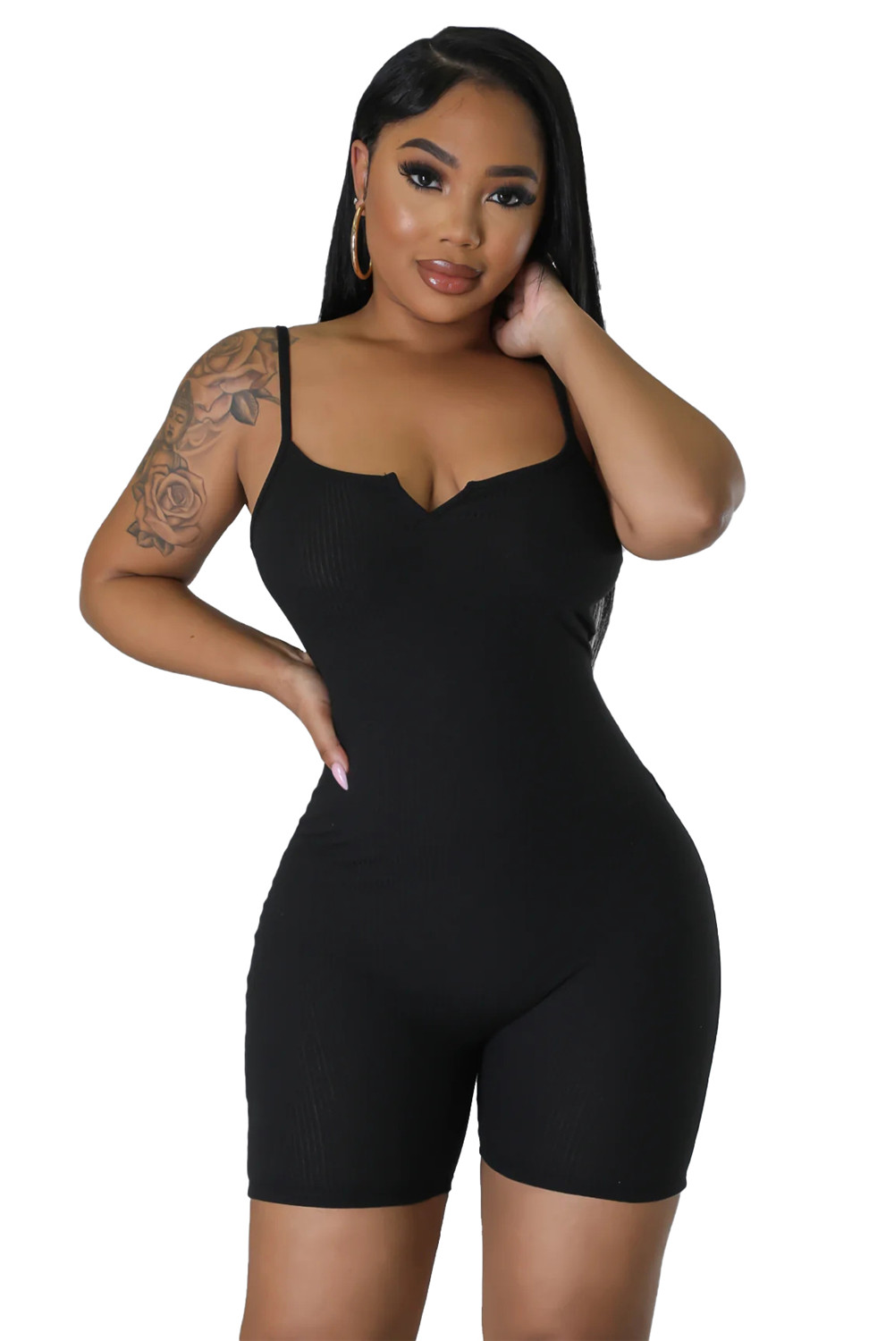 2023 Designer Sexy Ribbed Rompers Women Summer Sleeveless Spaghetti Straps Jumpsuits Casual V Neck Bodycon Playsuits Night Club Wear Overalls Wholesal