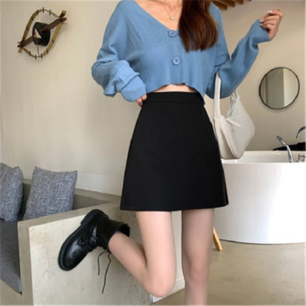 Skirts Women Black Highwaist Sidesplit Midi Skirt Ladies Stretchy Bodycon Aline Vintage Elegant Allmatch Simple Fashion 230224