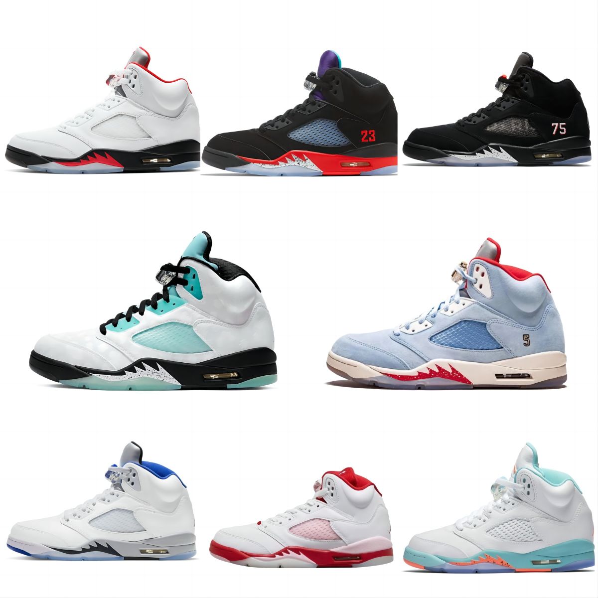 Jumpman 5 5s Mens Basketball Shoes Aqua Crimson Bliss Burgundy Green Bean Racer Blue UNC Oreo Black Metallic Mars For Her Easter Men Outdoor Sports Sneakers with box, A5-7
Jumpman 5 5s Mens Basketball Shoes Aqua Crimson Bliss Burgundy Green Bean Racer Blue UNC Oreo Black Metallic Mars For Her Easter Men Outdoor Sports Sneakers with box, A5-7