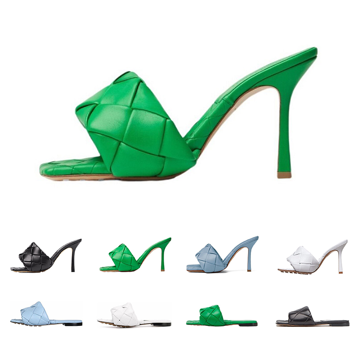 Lido dress shoes Sandals Mules Flat Heels Slides Woven Designer Women Square Slippers Ladies Wedding High Heels Shoes Dress Toe Dazzle Fashion Pumps Size 34-40