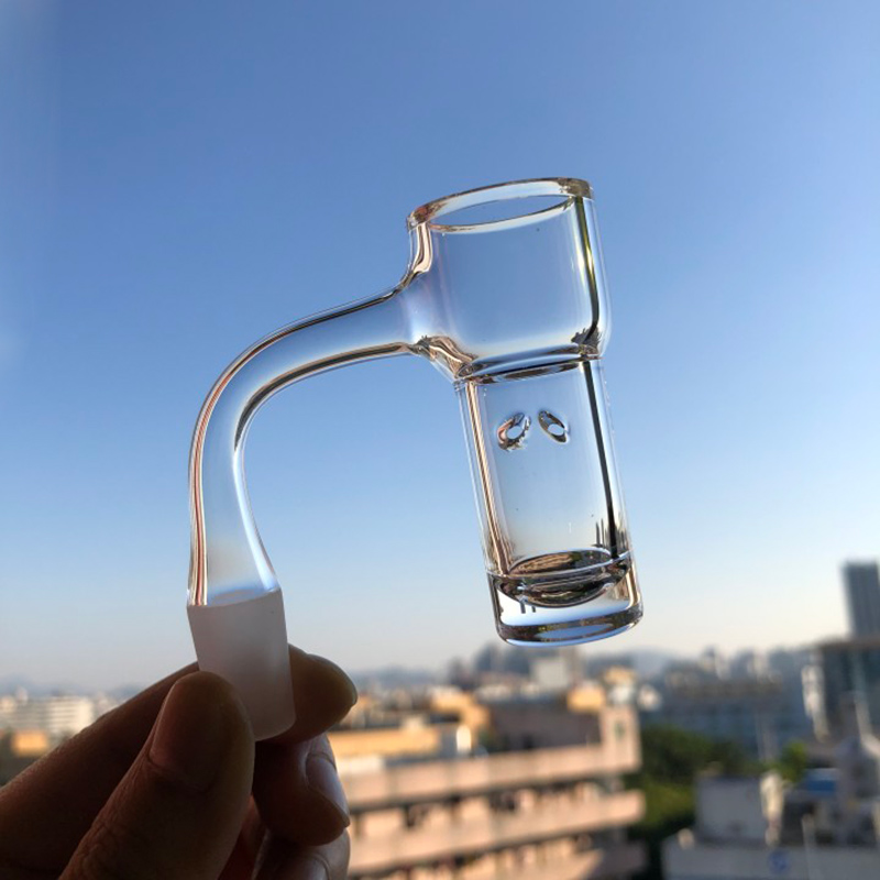 Full Weld Smoke Beveled Edge Built-in Round Bottom Quartz Banger Nails With 2pcs Spinner Hole 10mm 14mm 18mm Male Female Joints For Glass Bongs