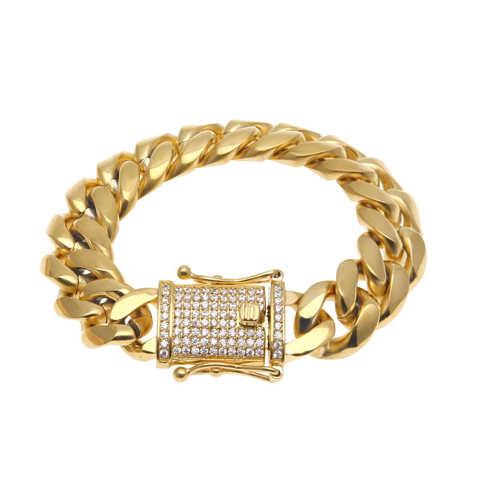 Bracelet Gold Silver Plated HipHop Micro Paved CZ Mens Miami Bangle 12mm 14mm CZ Stainless Steel Curb Cuban Link
Bracelet Gold Silver Plated HipHop Micro Paved CZ Mens Miami Bangle 12mm 14mm CZ Stainless Steel Curb Cuban Link