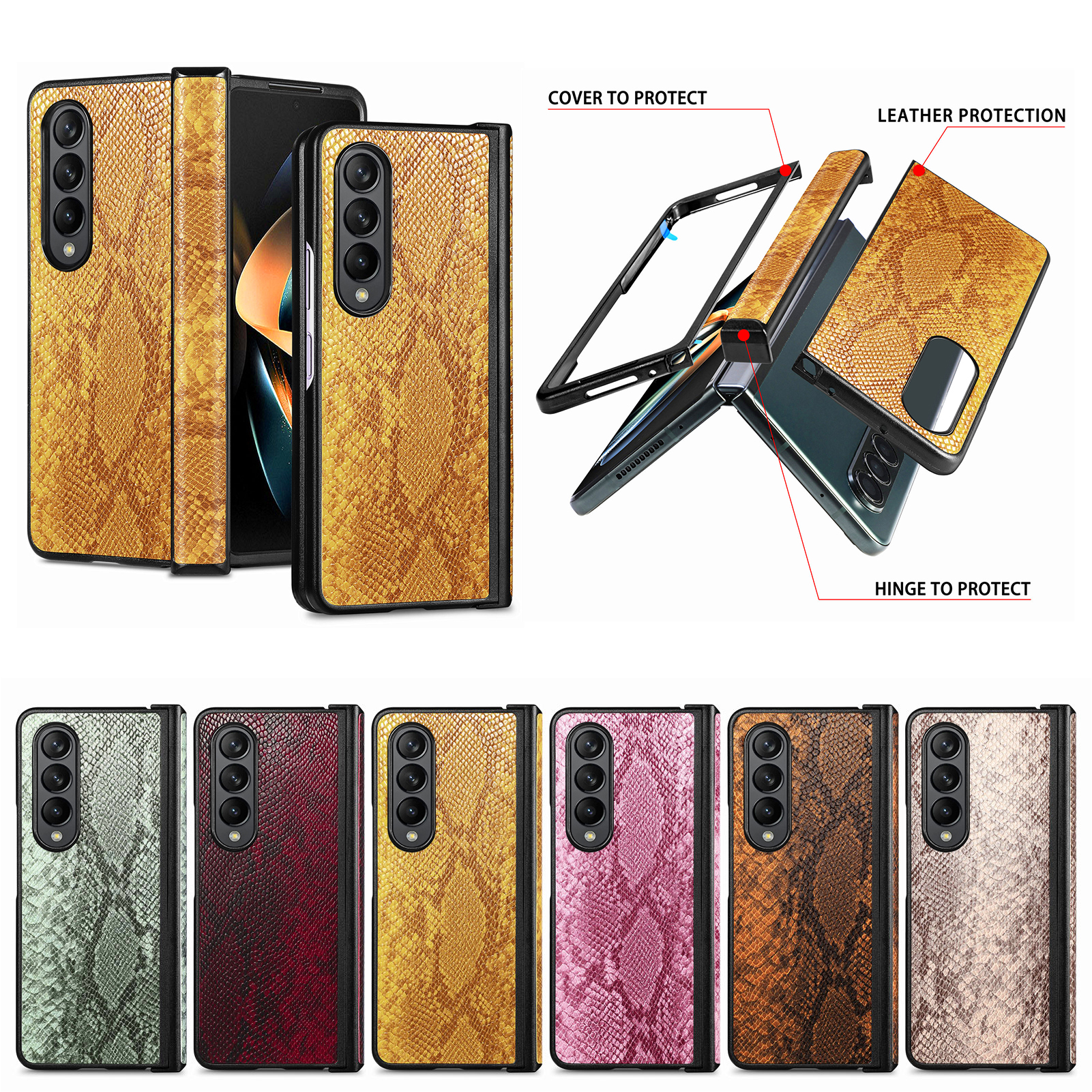 Shockproof Phone Cases for Samsung Galaxy Z Fold 4/3 Snakeskin Pattern PU Leather Protective Case, Red
Shockproof Phone Cases for Samsung Galaxy Z Fold 4/3 Snakeskin Pattern PU Leather Protective Case, Red