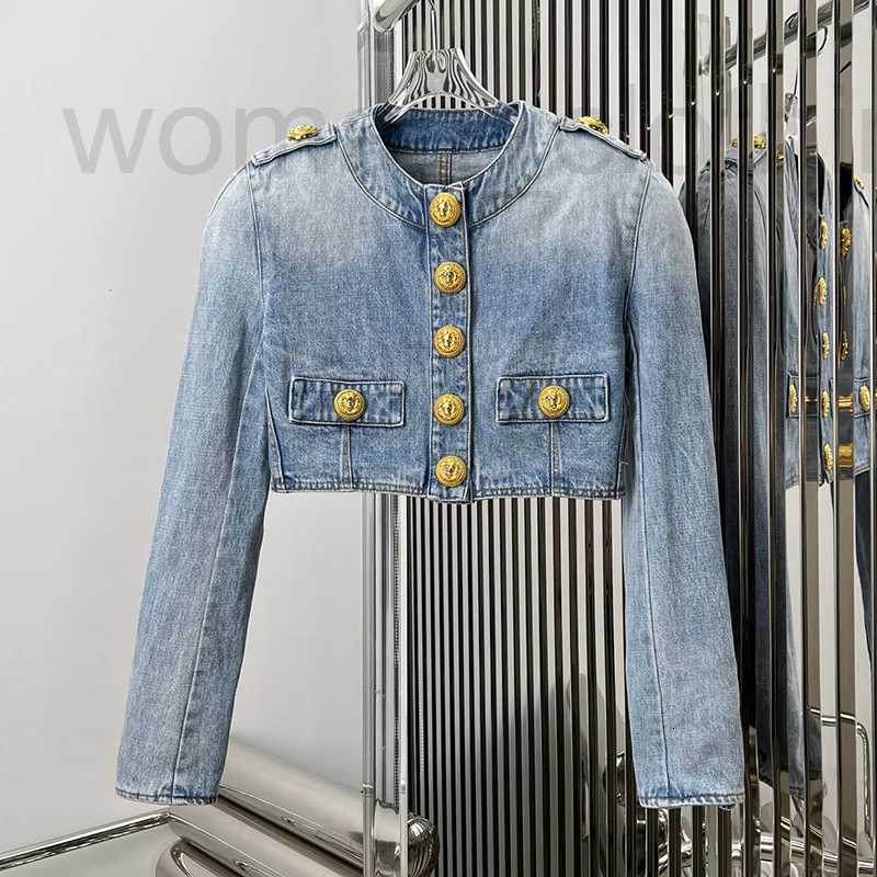 designer Hip Hop Denim Jackets Glod Button Ornament Coat Lady Street Style Short Jacket Fashion Crew Neck Coats YS0F, Blue
designer Hip Hop Denim Jackets Glod Button Ornament Coat Lady Street Style Short Jacket Fashion Crew Neck Coats YS0F, Blue