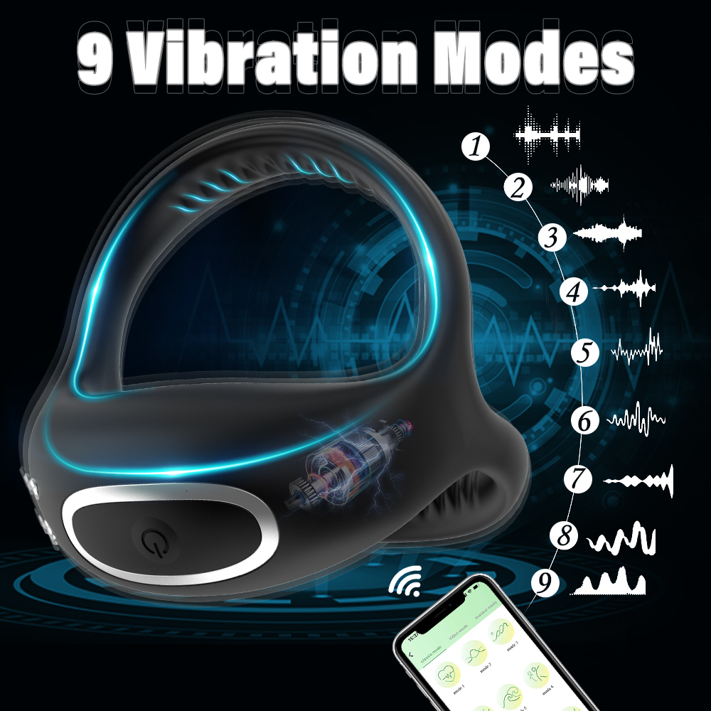 Cockrings Bluetooth Cock Ring for Men Vibrating Man Wireless App Remote Delay Ejaculation penis s Sex Toys Adult 18 230223 - view 4