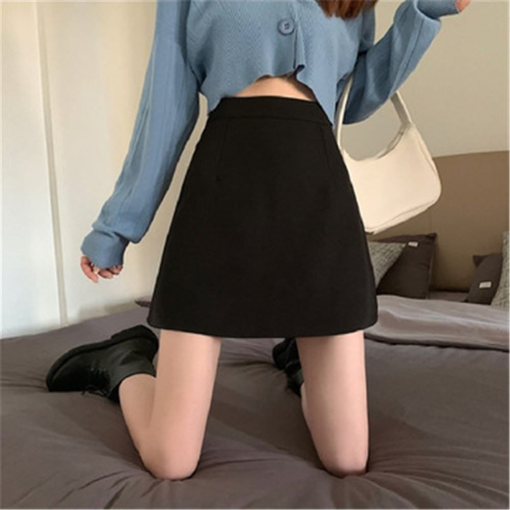 Skirts Women Black Highwaist Sidesplit Midi Skirt Ladies Stretchy Bodycon Aline Vintage Elegant Allmatch Simple Fashion 230224