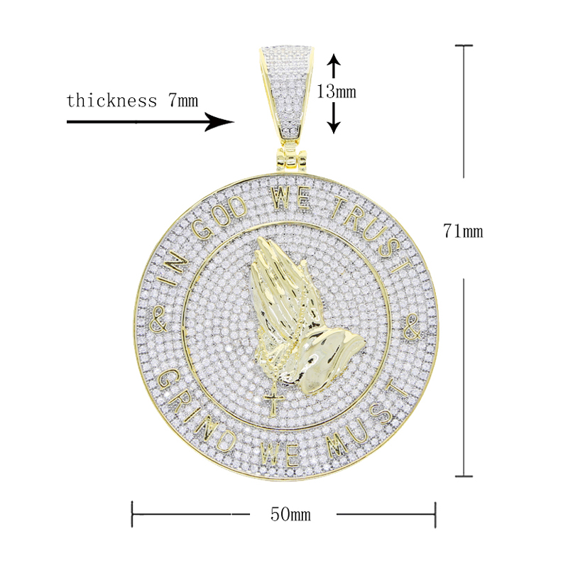 Iced-Out In God We Trust Gold-Plated Pendant with Rope Chain for Men - 2024 Collection dh5727163