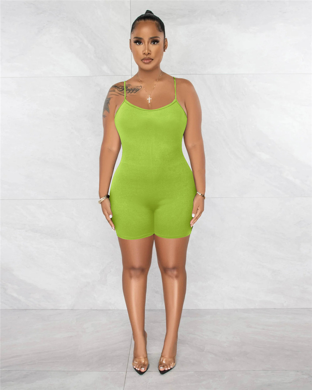 2023 Designer Sexy Rompers Women Summer Sleeveless Spaghetti Straps Jumpsuits Casual Solid V Neck Bodycon Playsuits Night Club Wear Overalls Wholesale