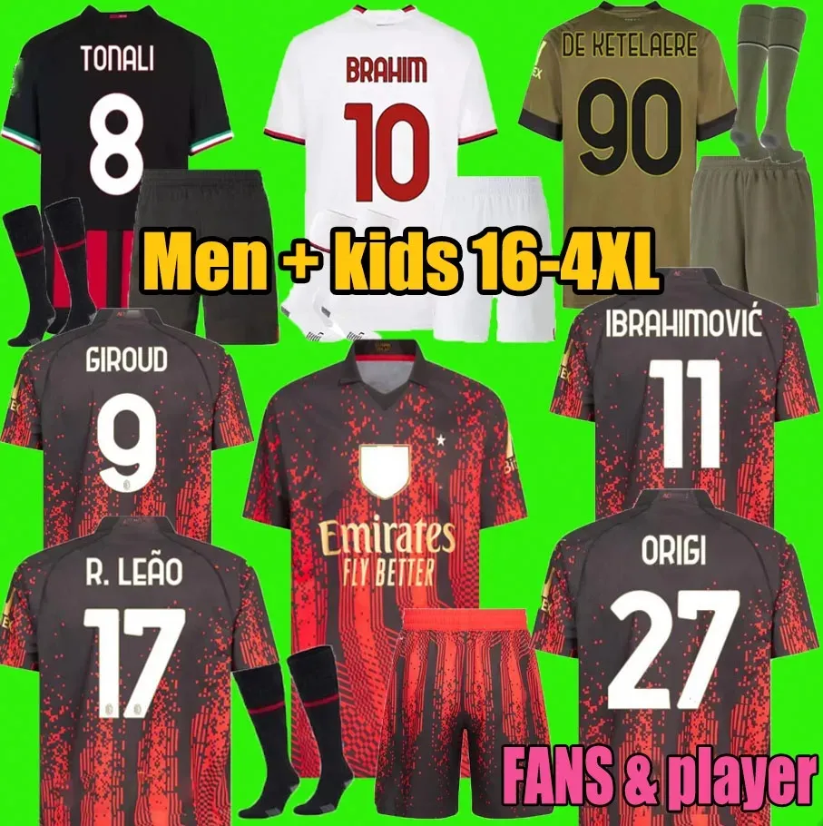 IBRAHIMOVIC 22 23 soccer jersey AC MILANS GIROUD DE KETELAERE R. LEAO TONALI THEO football shirt kids kit sets uniform enfants, Fourth
IBRAHIMOVIC 22 23 soccer jersey AC MILANS GIROUD DE KETELAERE R. LEAO TONALI THEO football shirt kids kit sets uniform enfants, Fourth