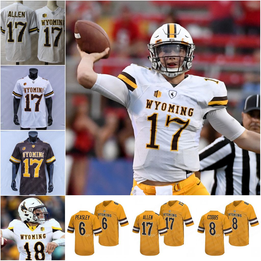 NCAA College Wyoming Football Jersey Peasley Josh Allen Bertagnole Easton Gibbs Joshua Cobbs John Hoyland Cole Godbout Joey Braasch Xazavian Valladay Jerseys