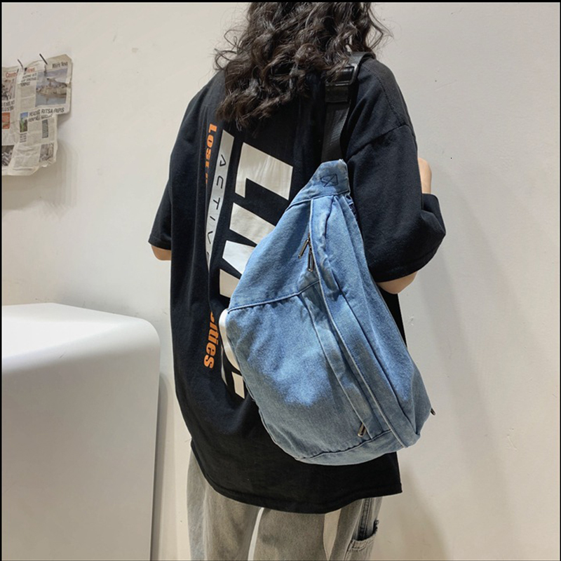 Waist Bags Unisex Crossbody Shoulder Girls Denim for Women Large Capacity Messenger Bolsos Para Mujer Hip Hop Belt 230224