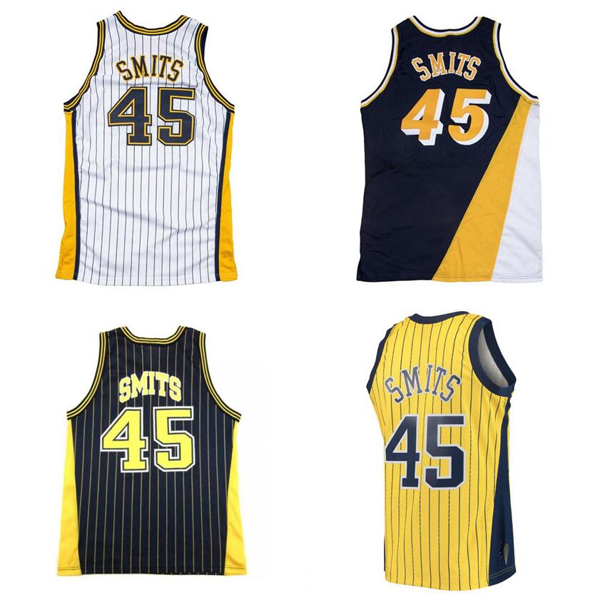Stitched basketball Jerseys Rik Smits 1988-89 white Mesh Hardwoods Classics retro jersey yellow blue Men Women Youth jerseys 45