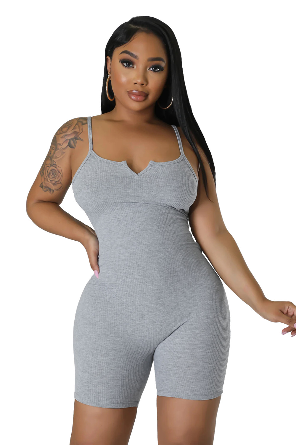 2023 Designer Sexy Ribbed Rompers Women Summer Sleeveless Spaghetti Straps Jumpsuits Casual V Neck Bodycon Playsuits Night Club Wear Overalls Wholesal