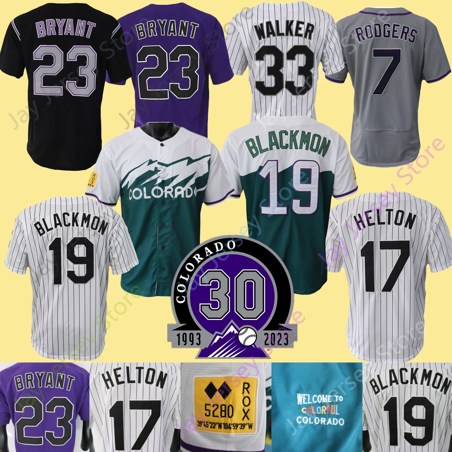 

Baseball Jersey Kris Bryant Charlie Blackmon Todd Helton Larry Walker Wilson Randal 15 Grichuk C. J. Cron Ryan McMahon Rodgers Jones Toglia Doyle Women Youth Size S-3XL, White golden