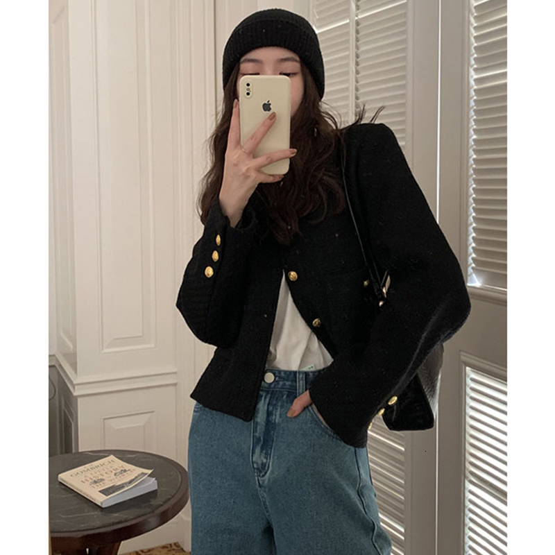 Womens Jackets Gaganight Women O neck Unique Special Short Tweed Jacket Spring Style Korean Elegant Gentle Ladys Coat 230224