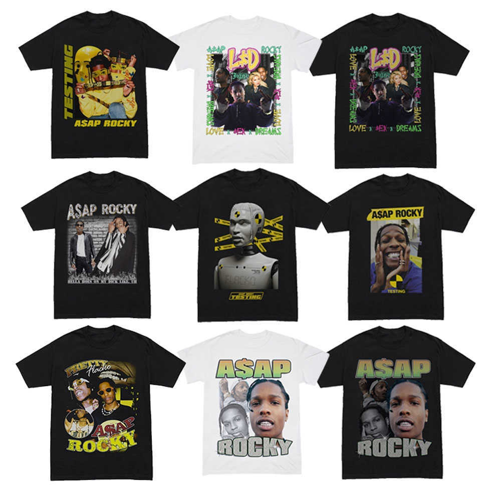 Men&#039;s T-Shirts Rapper ASAP Rocky Graphic Aesthetics T-shirts Hip Hop Cotton Short Sleeve Loose Casual Couple T-Shirt Harajuku Streetwear Tshirt L230224