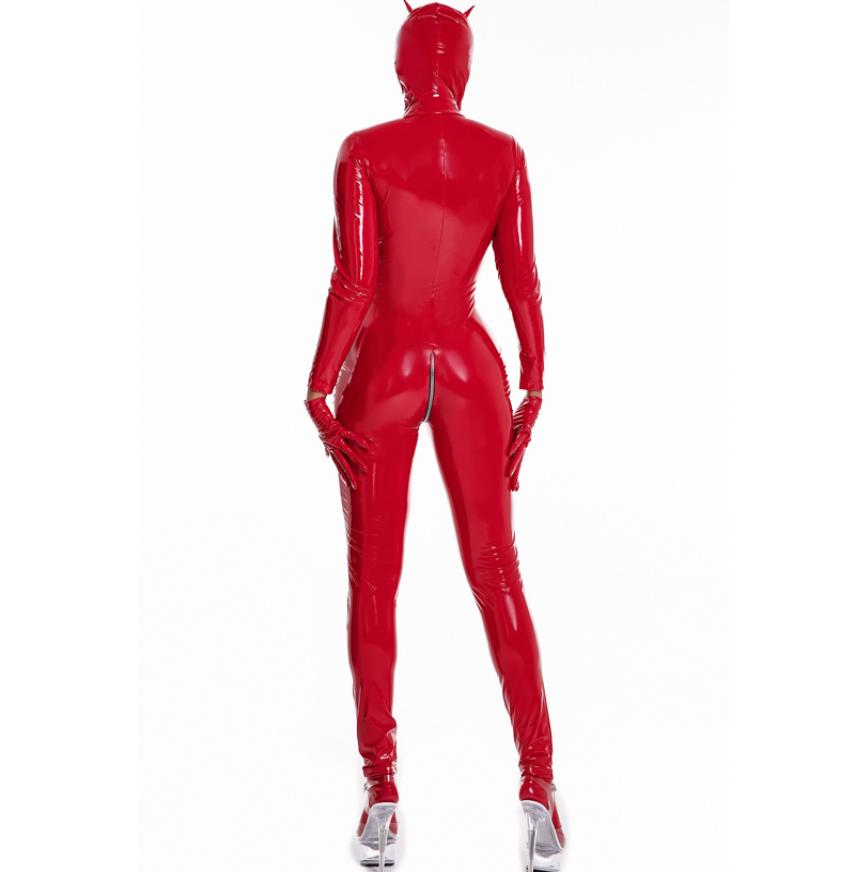 Women Jumpsuits Rompers Halloween Costume Lingerie Bodysuit Porn Clubwear Sexy Wetlook Latex Catsuit Women PVC Faux Leather Jumpsu