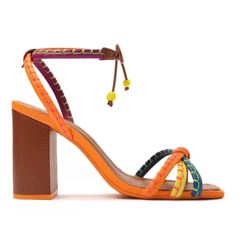 Sandals Bohemian Fashion High Heel Women's 2023 Buckle Sandalias Party Open Toe Shoes Female Thick Mixed Colors Y2302