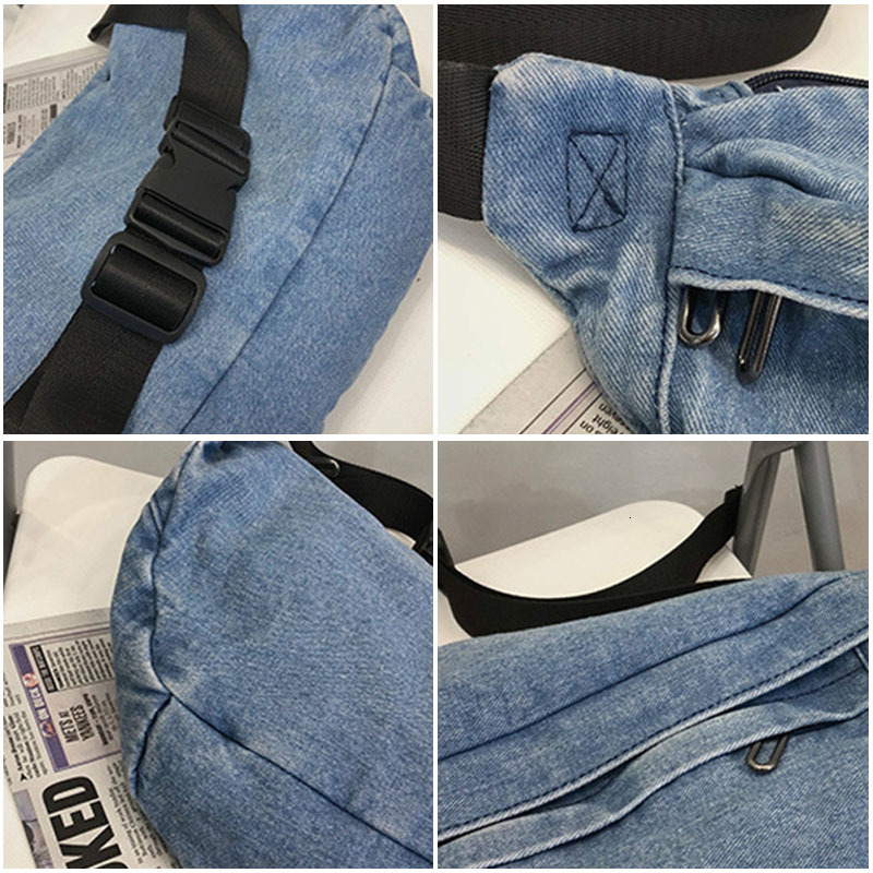 Waist Bags Unisex Crossbody Shoulder Girls Denim for Women Large Capacity Messenger Bolsos Para Mujer Hip Hop Belt 230224