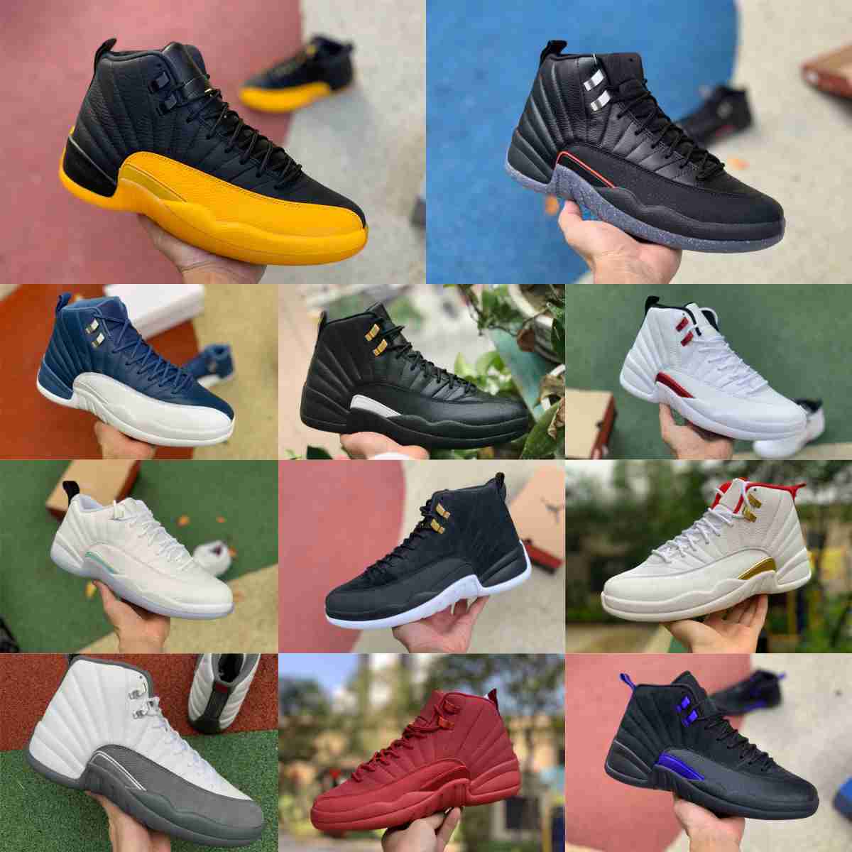 2023 Jumpman Utility Grind 12 12s Mens High Basketball Shoes Twist Gold Indigo Taxi Fiba Gamma Blue Flu Game Dark Concord Royalty OVO White The Master Trainer Sneakers