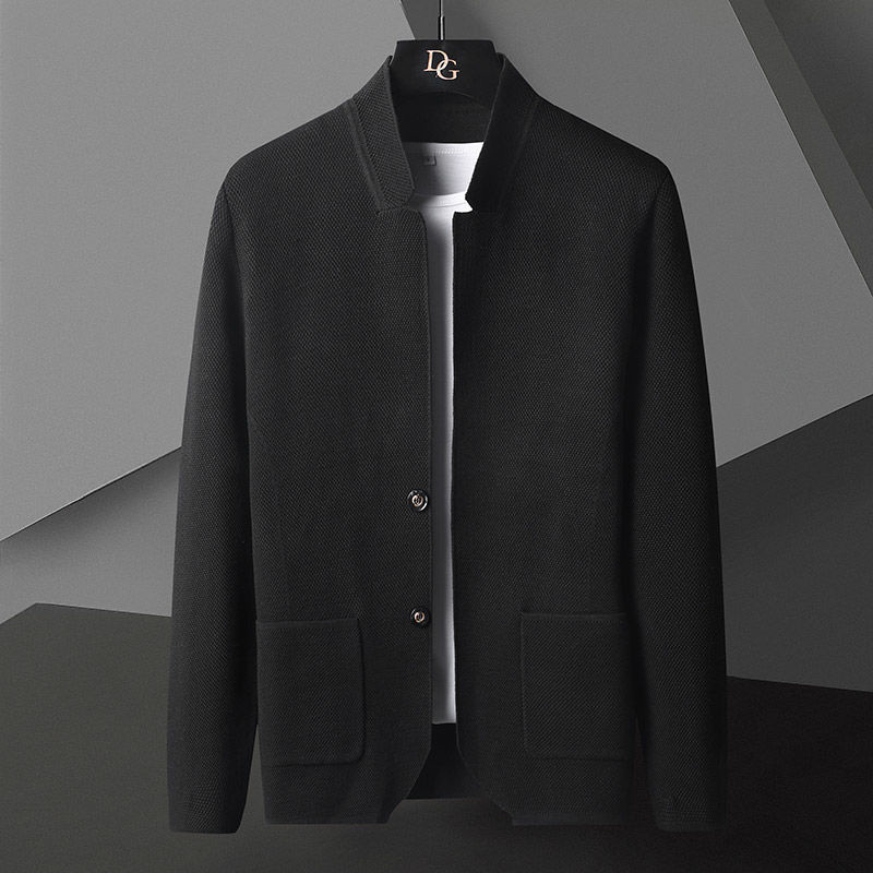 Men's Sweaters Cardigan Jacket Men Solid Color Knitted Casual Stand Collar Slim Fit Coat Mens Sweater Khaki Black Gray 4Xl 230223