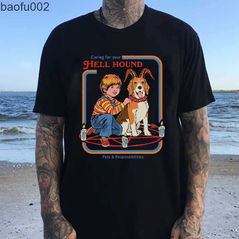 Men's T-Shirts Horror Demon Death TShirt Scary Devil Graphic Tops Evil Satanist Alien Creative Print Tops Women Men Vintage Casual Ropa Hombre W0224