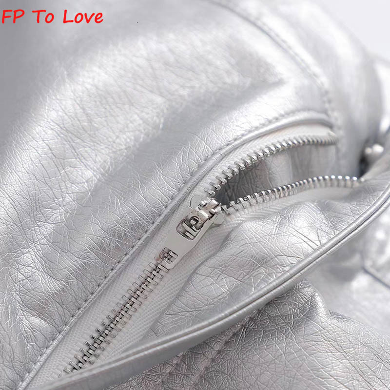 Skirts FP To Love French Silver PU Mini Sexy High Waist Hip Skirt Chic Retro Short ALine 230224