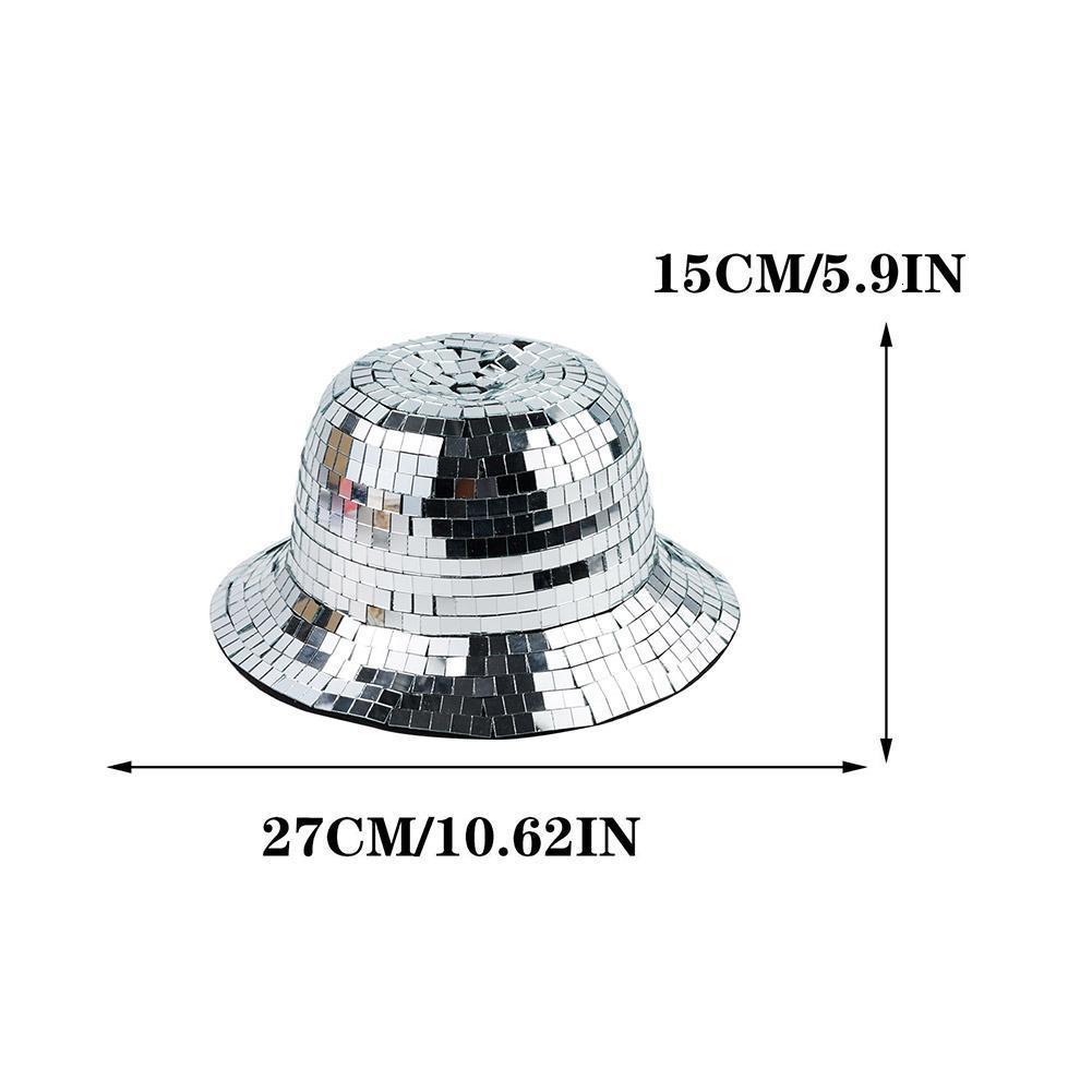 Wide Brim Hats Bucket Hats Glitter Mirror Disco Bucket Hat Full Sequin Disco Ball Hats For DJ Club Bar Unisex Disco Ball Festival Visor Beach Fisherma