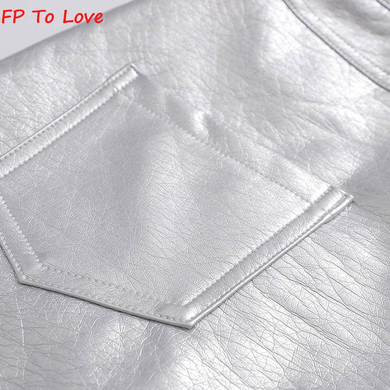 Skirts FP To Love French Silver PU Mini Sexy High Waist Hip Skirt Chic Retro Short ALine 230224